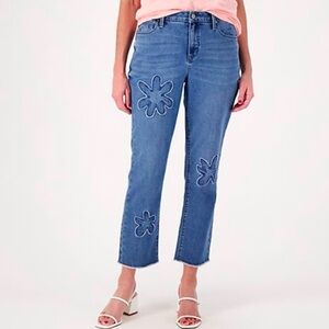Laurie Felt Crop Jeans with Floral Design-NWT-Sz 12